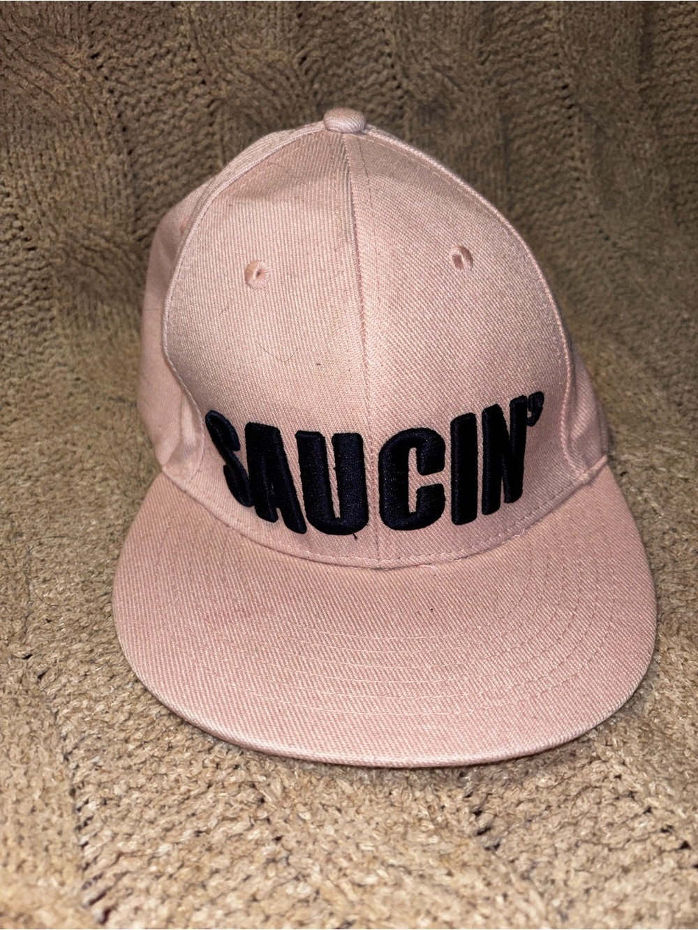 Forever 21 Saucin’ Pink Snapback Hat Black Embroidery